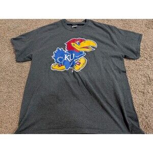 MV Sport Large Jayhawk Logo Kansas KS Men's XL Extra Large Gray
